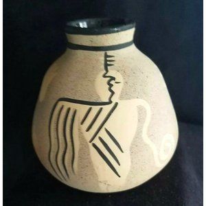 KOPA Pottery marked Dt ES 115, 3.5"  jar hand painted Arizona sticker vtg
